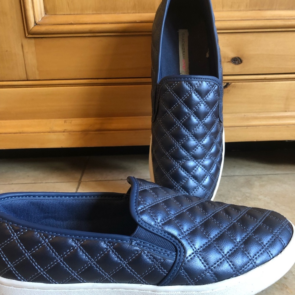 Blue slip on sneakers
